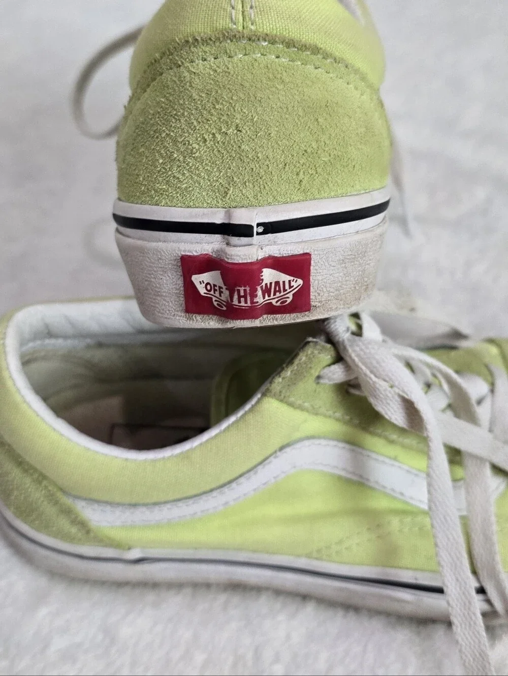 Women's Vans Shoes Off The Wall Old Skool Lime Green Suede Sneakers Size 6